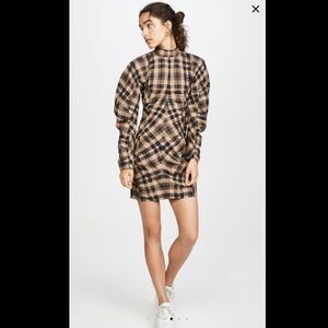 GANNI SEERSUCKER CHECK DRESS EU 34
